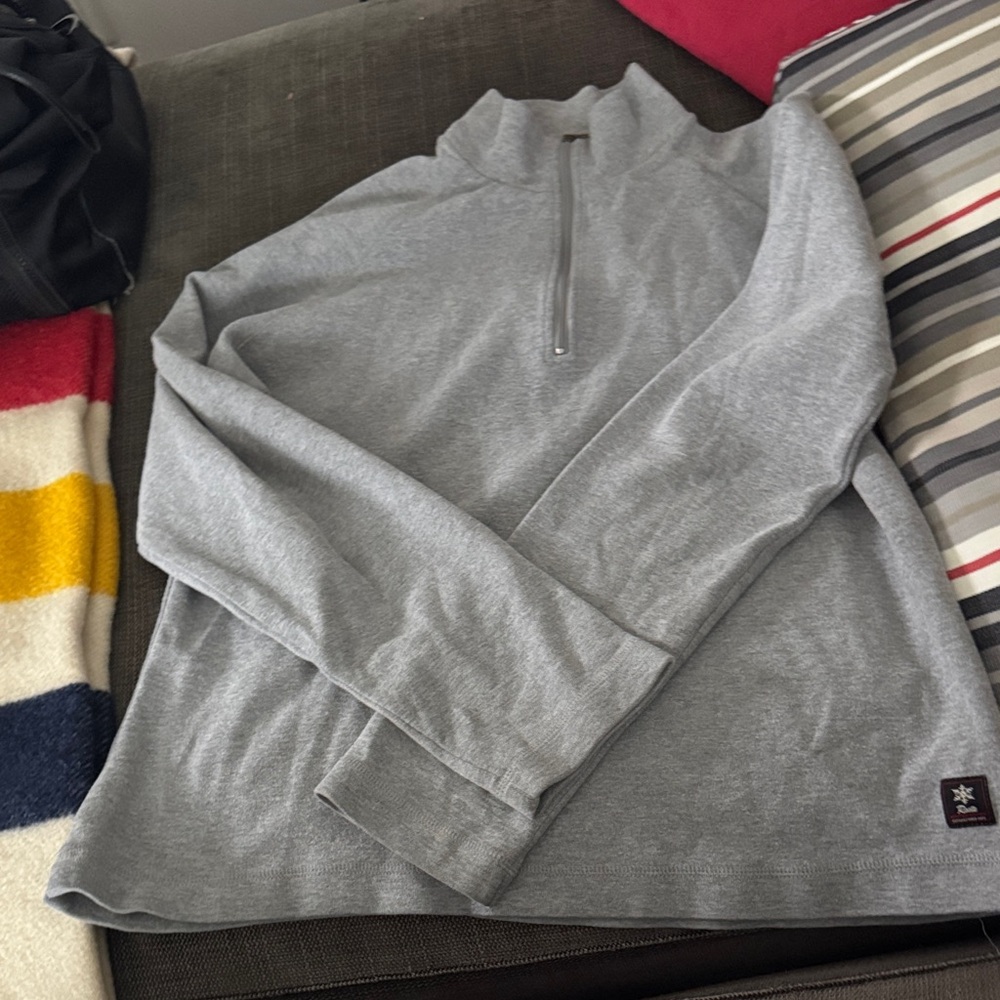 Roots Light Gray 3/4 Zip-Up Sweater